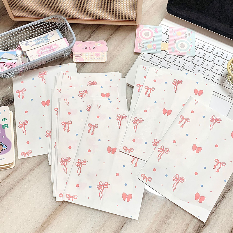 Cardstock Paper Pack - 50pcs Pink Bowknot Heart Paper Bags