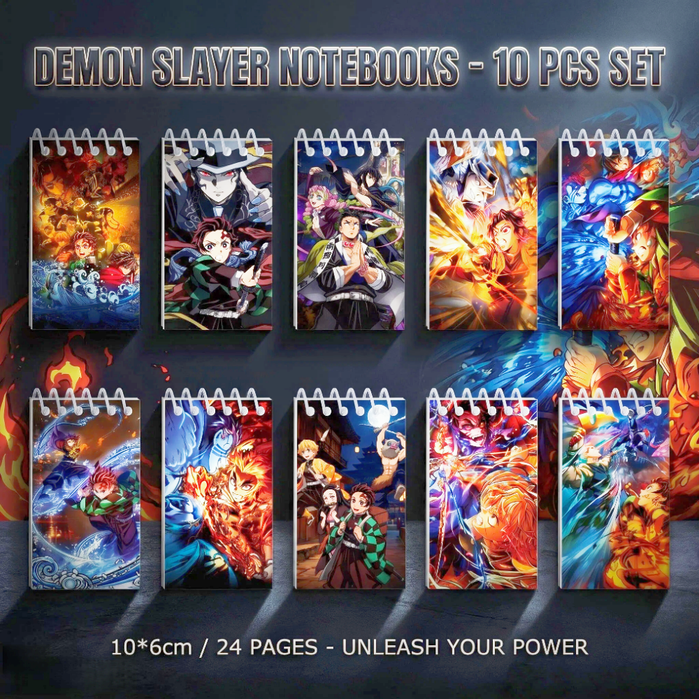 Stationery Office - 10PCS Demon Slayer Notepads. Spiral Pocket