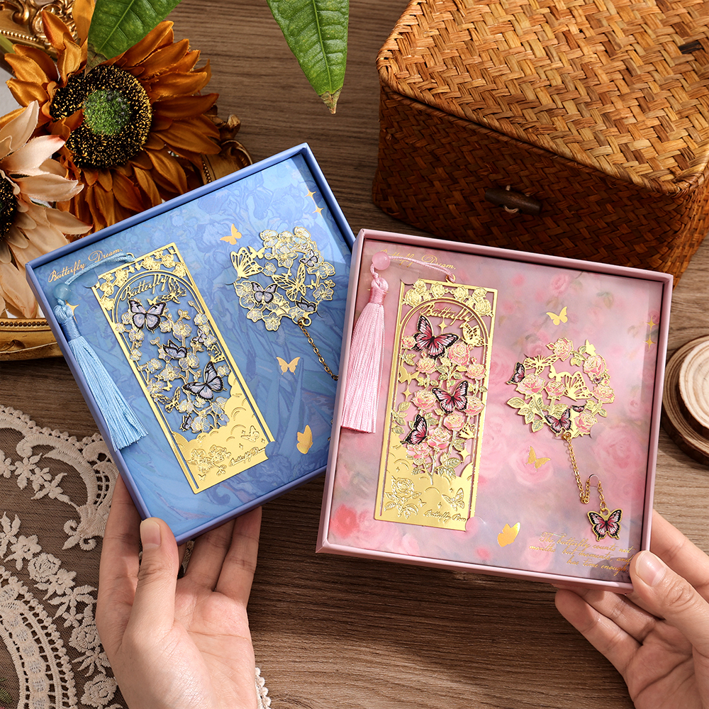 Stationery Supply - 2 Pcs Butterfly Bookmarks With Metal