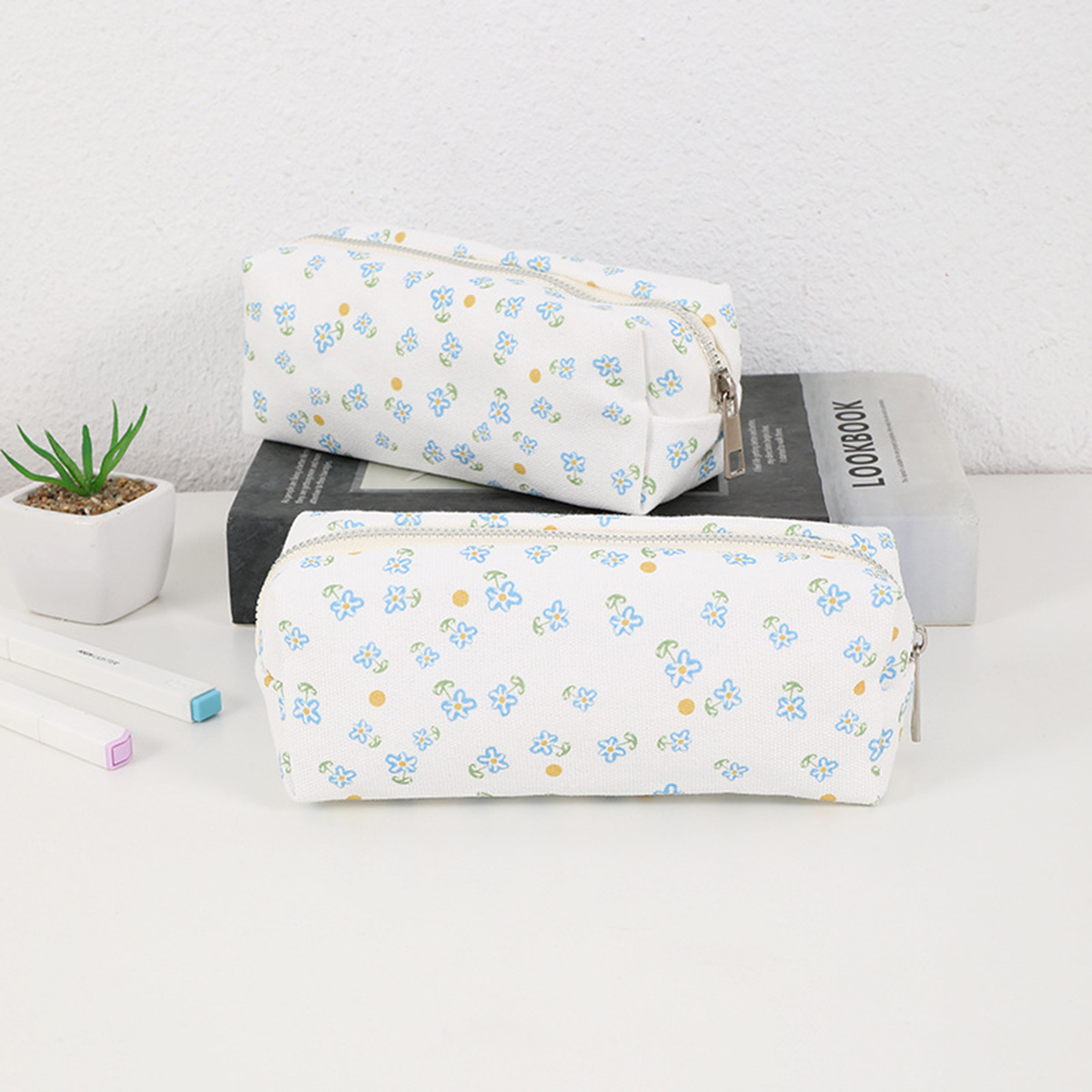 Stationery Office Supply Store - Simple floral printed pencil case, beautifully