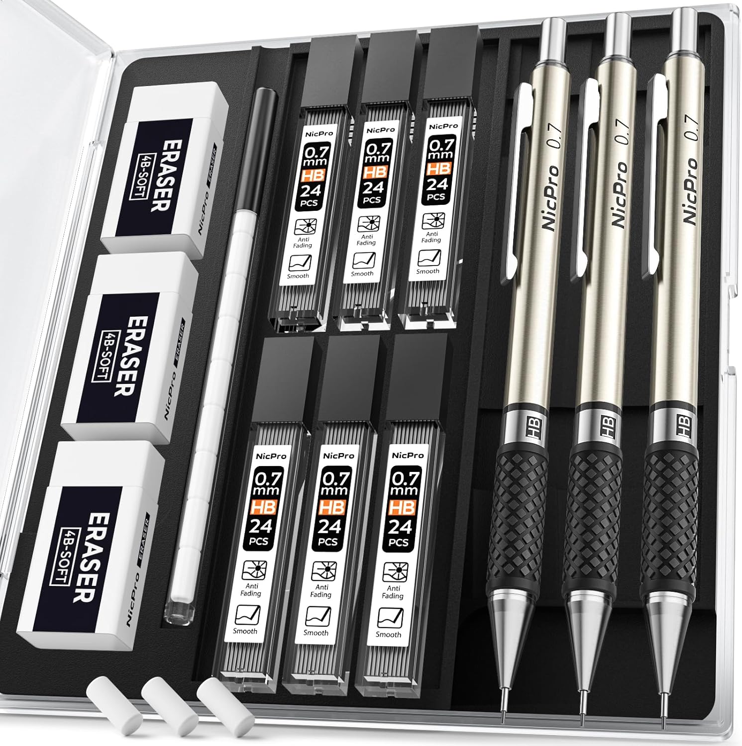 Mechanical Pencil Lead - 0.7mm Metal Mechanical Pencil Set with