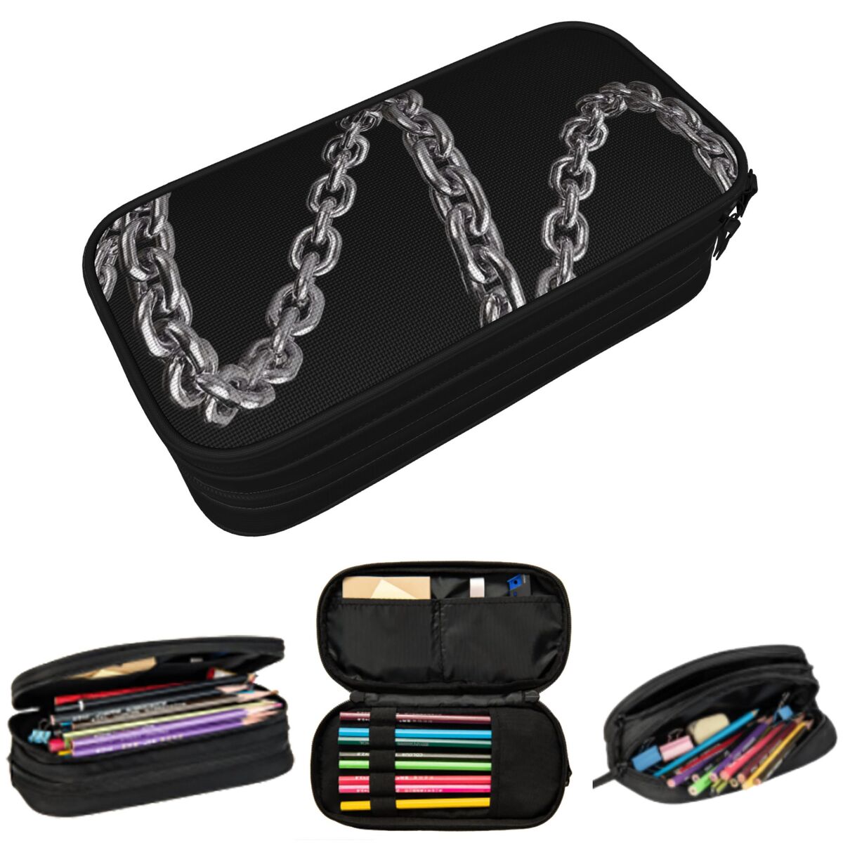 Stationery And Office Supply Chain - Black And White Chain Art Pencil