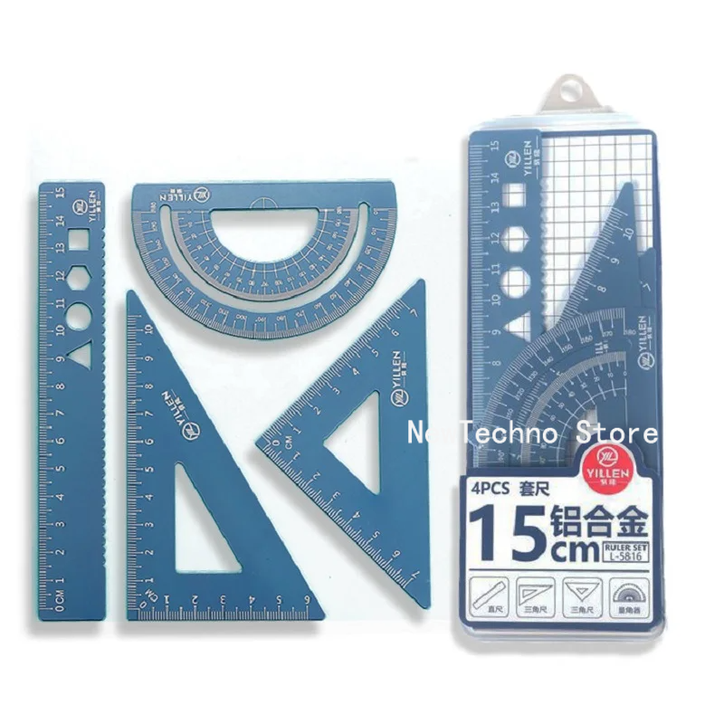 4Pcs/Set Aluminium Ruler Set M - Compass Geometry Set บทวิจารณ์และราคา