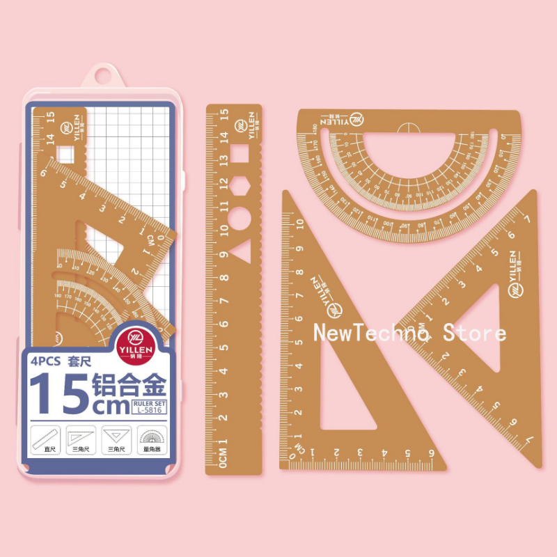 4Pcs/Set Aluminium Ruler Set M - Compass Geometry Set บทวิจารณ์และราคา