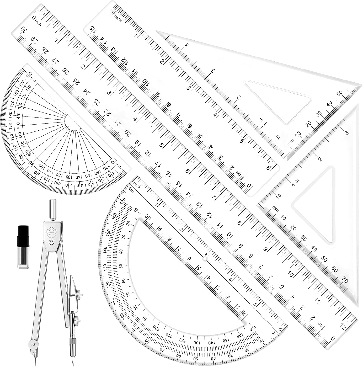7-Piece Geometry Set with Clea - Compass Geometry Set บทวิจารณ์และราคา