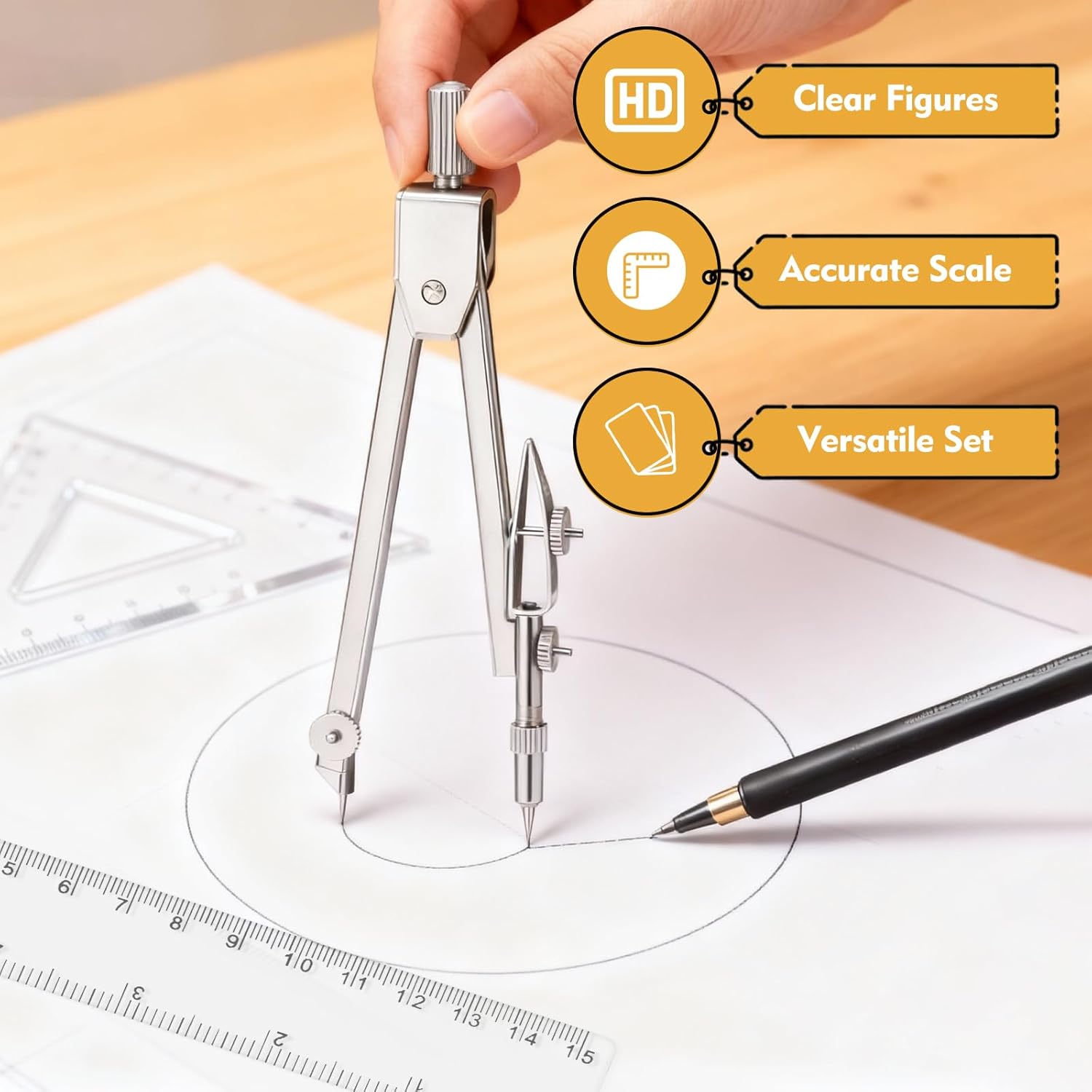 7-Piece Geometry Set with Clea - Compass Geometry Set บทวิจารณ์และราคา