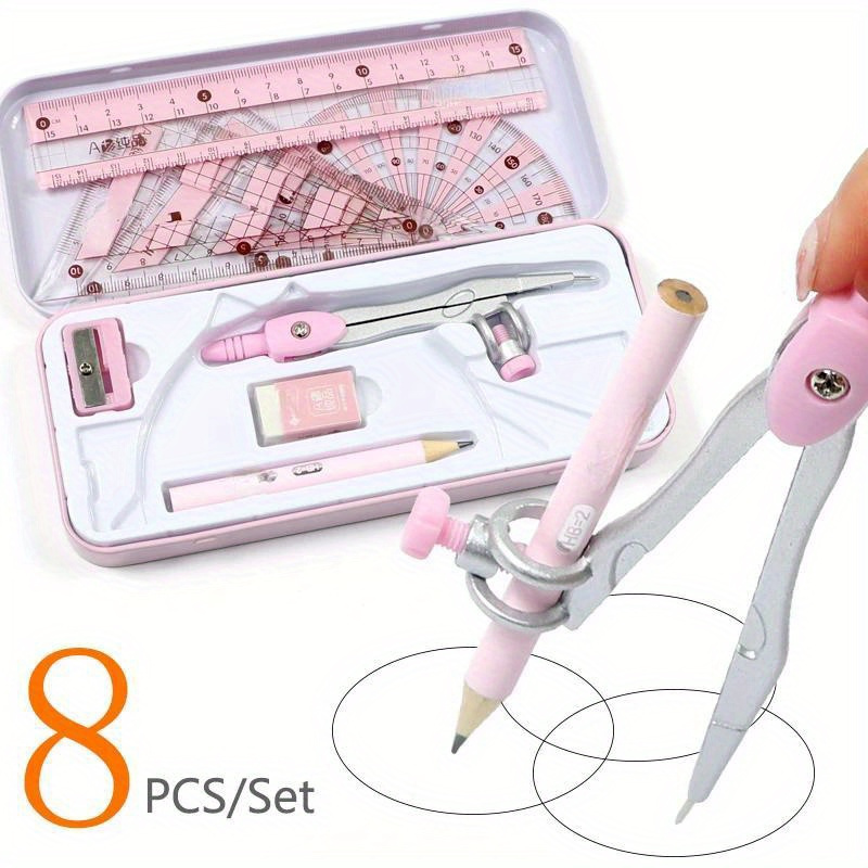 8Pcs/Set  Ruler Compass Pencil - Compass Geometry Set บทวิจารณ์และราคา