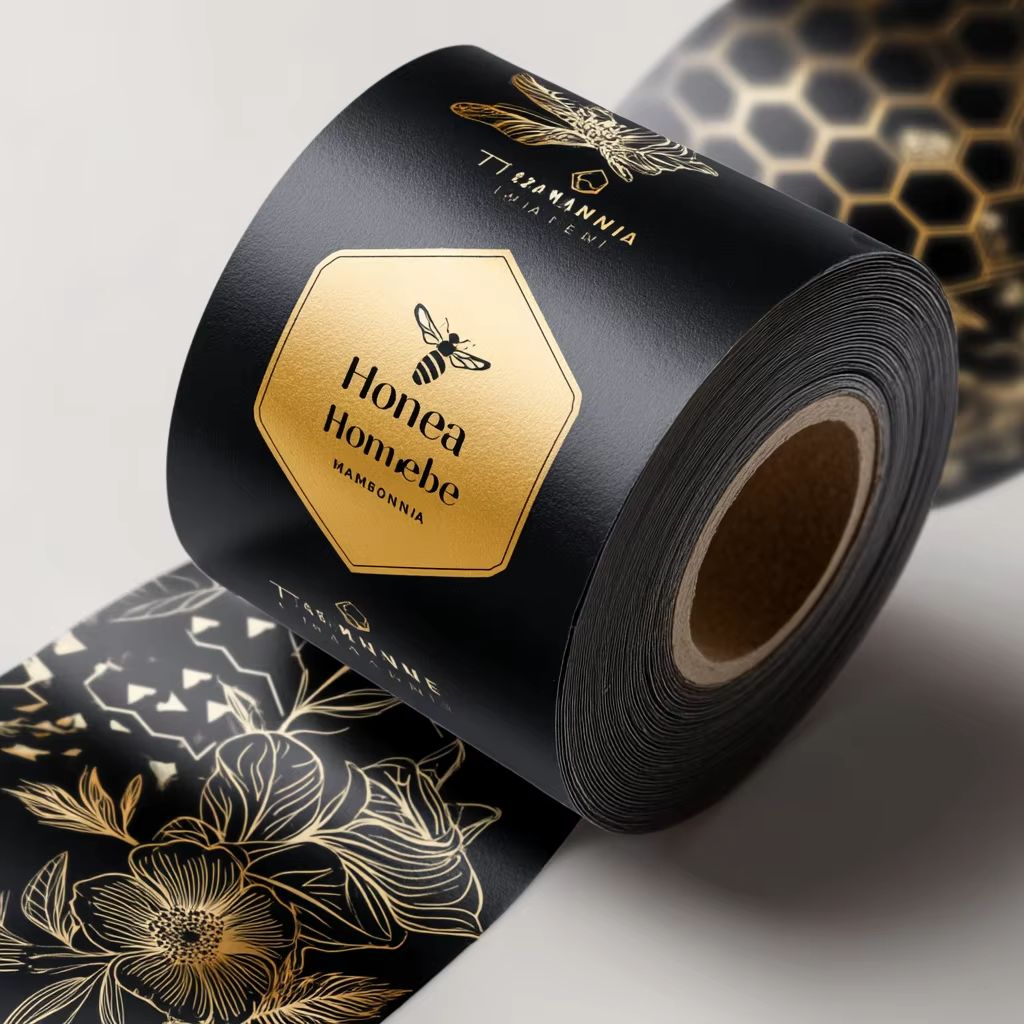 Custom Luxury Gold Foil Vinyl  - Sticker Label Roll บทวิจารณ์และราคา