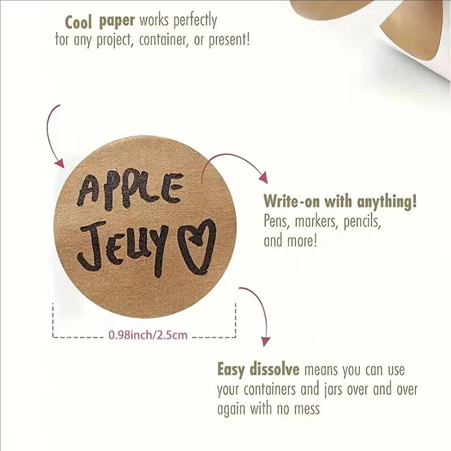 500 Pcs / 1 Roll ，kraft Round  - Sticker Label Roll บทวิจารณ์และราคา