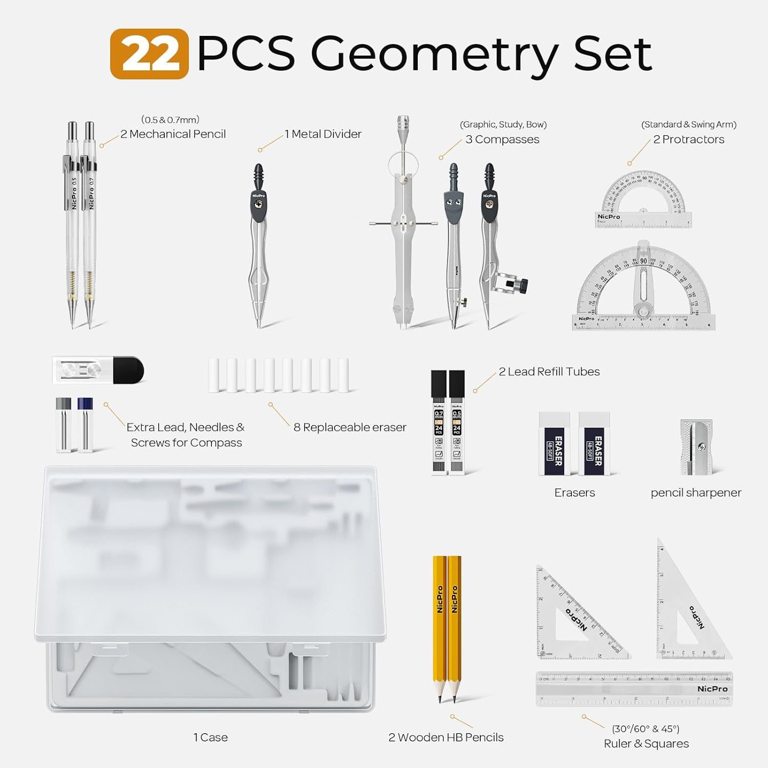 22 Pcs Geometry Compass Set wi - Compass Geometry Set บทวิจารณ์และราคา