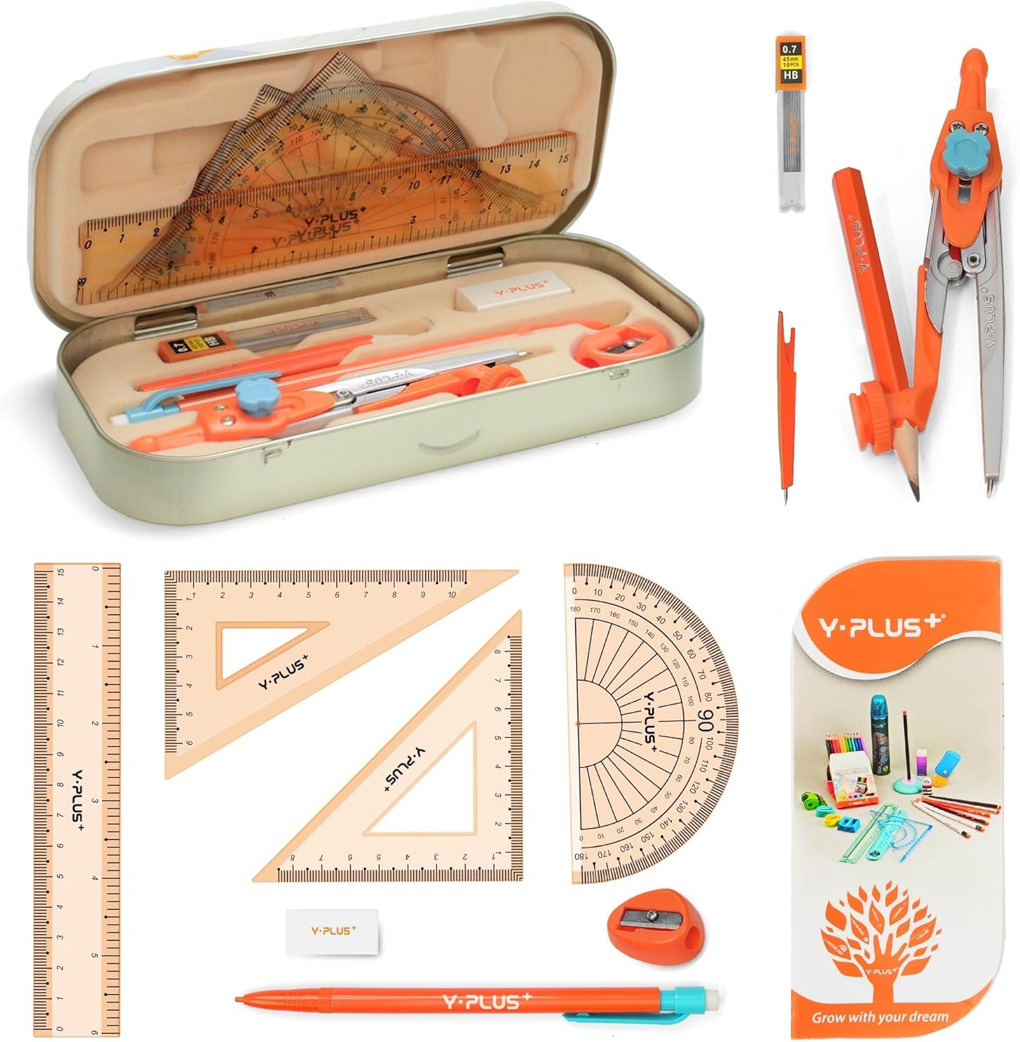 12 Pcs Geometry Set for Studen - Compass Geometry Set บทวิจารณ์และราคา